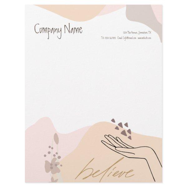 Modern Feminine Business Shapes Hand Motivational Letterhead