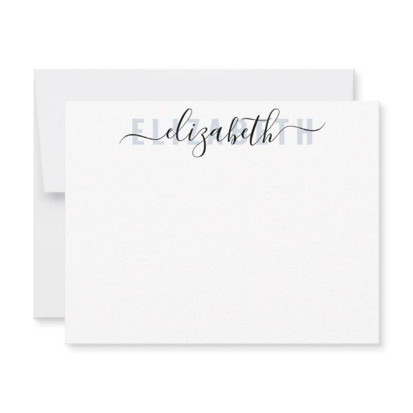 Modern Feminine Script Bold Typography Silver Gray Note Card