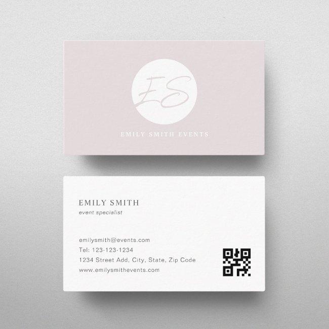 Modern Feminine Soft Pink Monogram QR code
