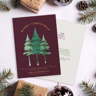 Modern Festive Merry Christmas Tree Business Logo Holiday Card