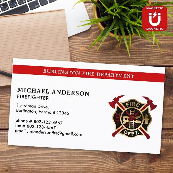 Modern Firefighter Custom Fire Department Logo   Magnet