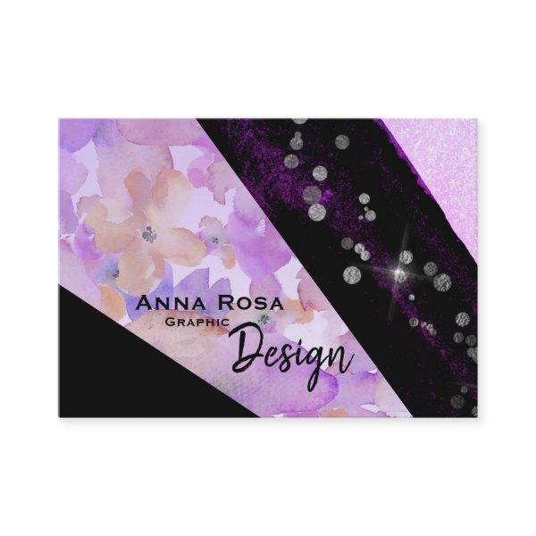 *~* Modern Floral Abstract Glitter Geometric Black