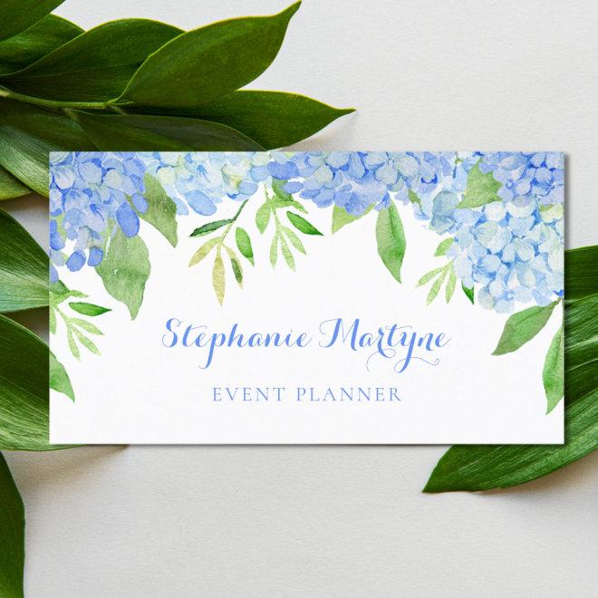 Modern Floral Blue Hydrangea Foliage Watercolor