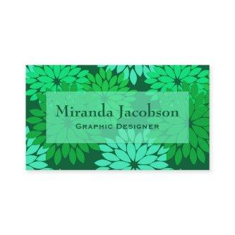 Modern Floral Kimono Print, Emerald and Jade Green