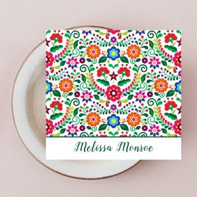 Modern Floral Pattern Botanical Green Typography Square