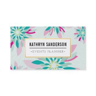 MODERN FLORAL PATTERN gold logo flower mint pink
