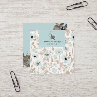 Modern Floral Watercolor Pattern Poppies Square