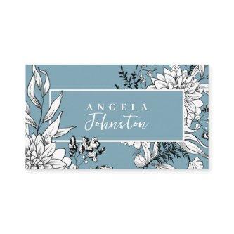 Modern Floral Wildflower Botanical Blue White