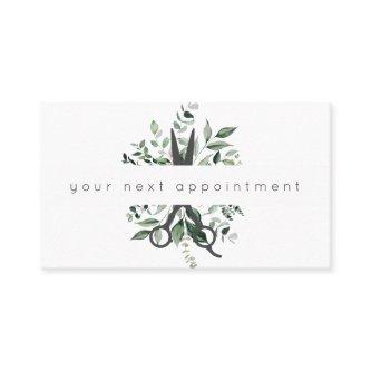 Modern Foliage Salon Scissors Logo Appointment Bus