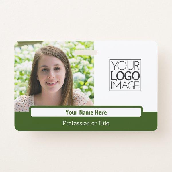 Modern Forest Green Colorblock Professional Photo Badge