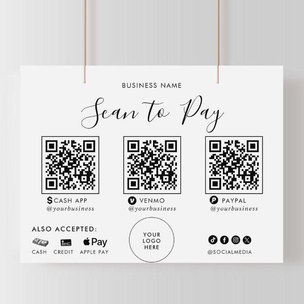 Modern Formal Calligraphy QR Scan to Pay Sign