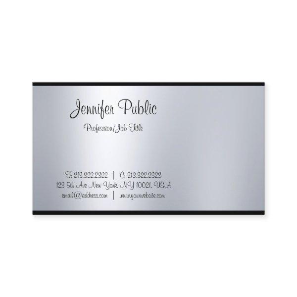 Modern Freehand Script Silver Look Simple Plain