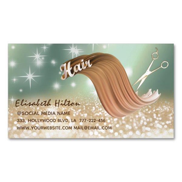 Modern fun funky colorful sparkling HAIR logo  Magnet