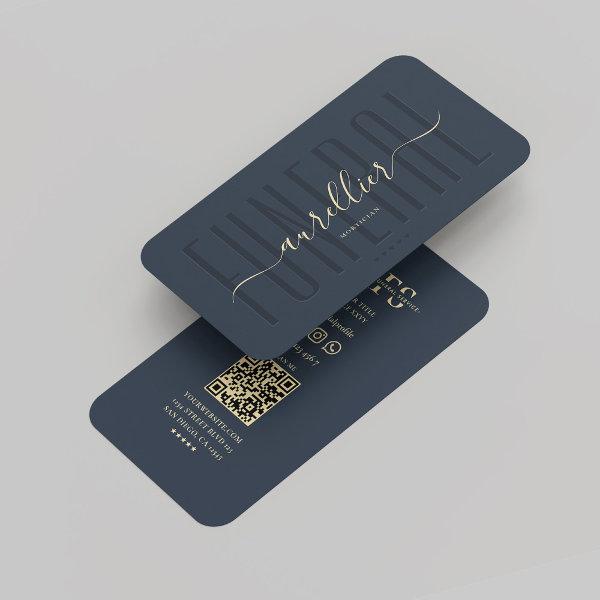 Modern Funeral Mortician Monogram Dark Blue