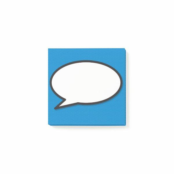 Modern Funny Comic Book Speech Bubble Blue Post-it Notes
