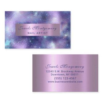 Modern Galaxy Teal Lavendar Foil