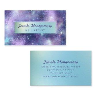 Modern Galaxy Teal Lavendar Foil