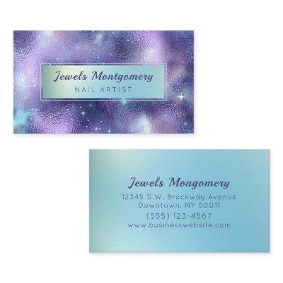 Modern Galaxy Teal Lavendar Foil