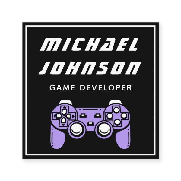 Modern Game Developer Designer Black White Trendy  Square