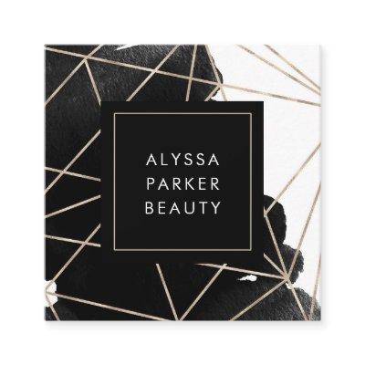 Modern Geometric Black and White Watercolor Square