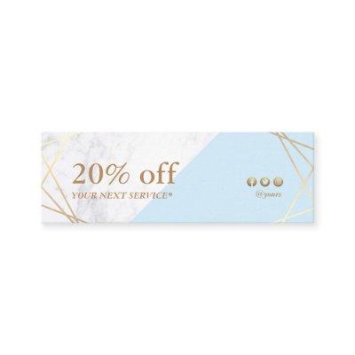 Modern Geometric Gold Marble Pastel Blue Coupon Mini