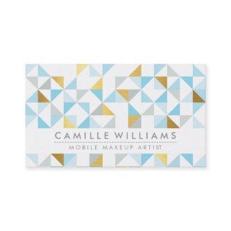 MODERN GEOMETRIC triangle aztec pattern gray blue