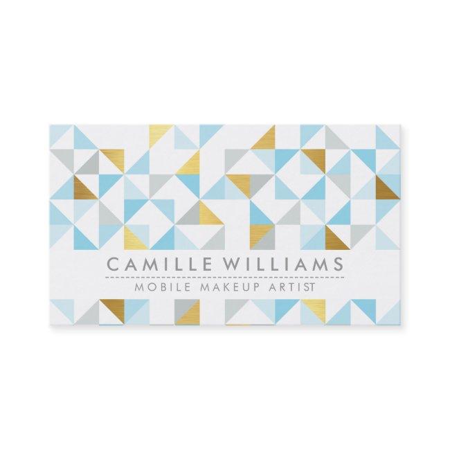 MODERN GEOMETRIC triangle aztec pattern gray blue