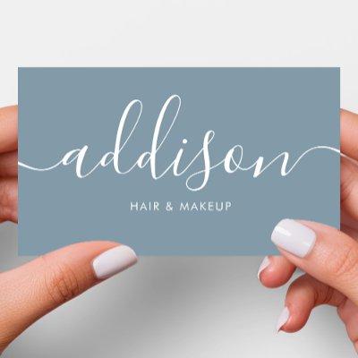 Modern Girly Dusty Blue Minimalist Calligraphy