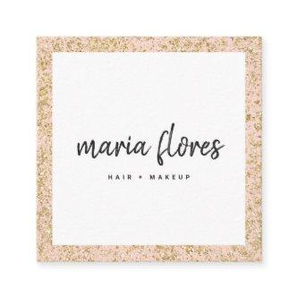 Modern girly pink chic gold glitter sparkles photo square
