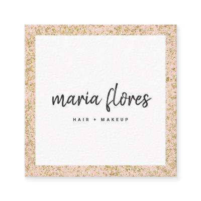 Modern girly pink chic gold glitter sparkles photo square