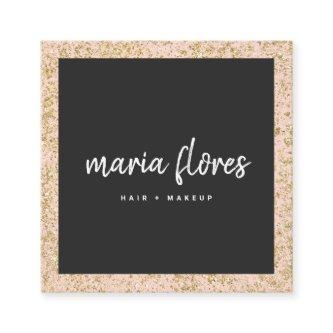 Modern girly pink chic gold glitter sparkles photo square