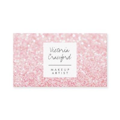 Modern girly pink glitter bokeh makeup artist