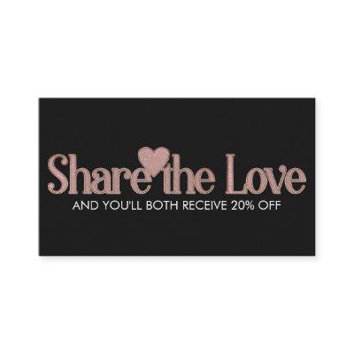 Modern Glam Black Rose Gold Glitter Typography Referral Card