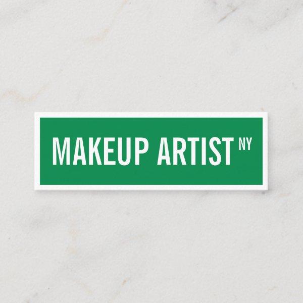 Modern glam green white street sign makeup artist mini