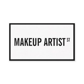 Modern glam white black street sign makeup artist
