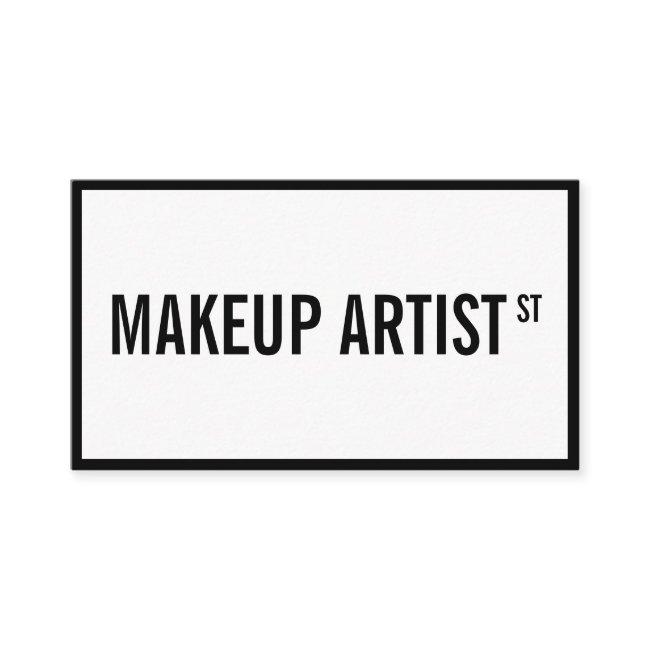 Modern glam white black street sign makeup artist