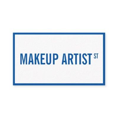 Modern glam white blue street sign makeup artist
