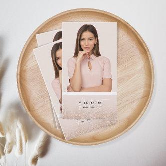 Modern Glitter Blush Pink Monogram Add Your Photo