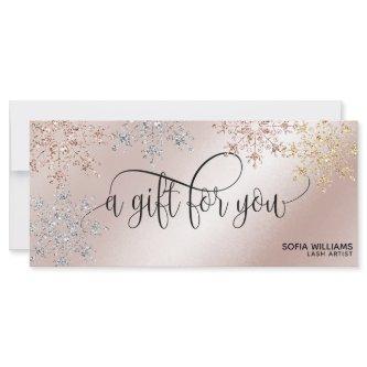 Modern Glitter Gold Certificate Gift Card Snow