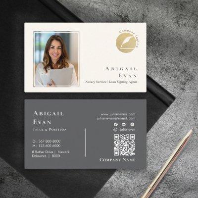 Modern Glitter Gold Feather Notary Service Photo