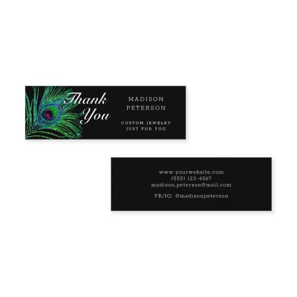 Modern Glitter Peacock Feather Boho Jewelry Mini