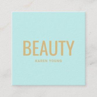 Modern gold beauty salon teal blue white makeup square