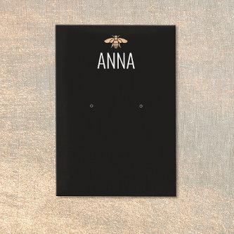 Modern Gold Bee Black Earring Display Card