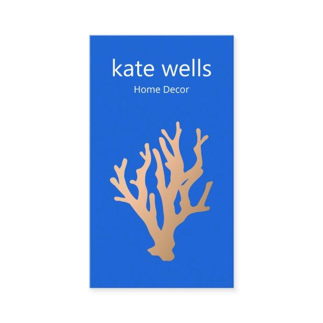 Modern Gold Blue Ocean Coral Reef Nautical