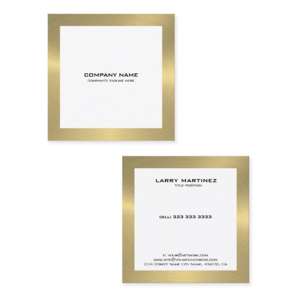 Modern Gold border on white 2 Square