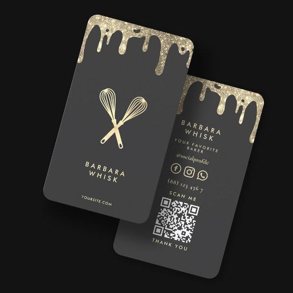 Modern Gold Drip Whisk Bakery Pastry Caterer