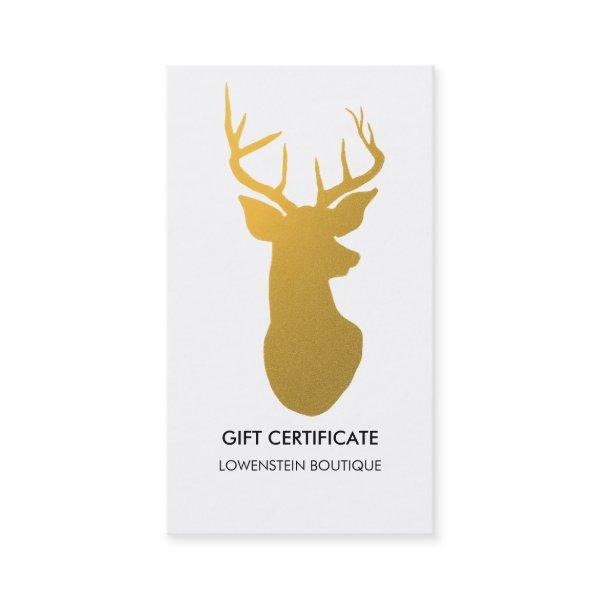 Modern Gold Elegant Reindeer Gift Certificate