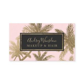 Modern gold foil pink palm tree Makeup Hair script