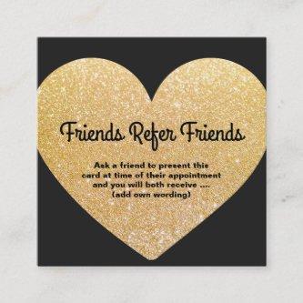 Modern Gold Glitter Heart Customer Referral Card