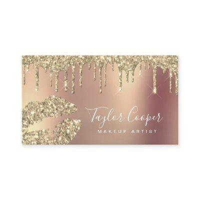 Modern gold glitter lips makeup artist